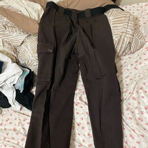 TNA Brown Cargo pants with belt